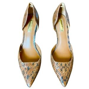 Lauren Ralph Lauren Leather Snake Print Pointed Toe D'Orsay Pumps Size
